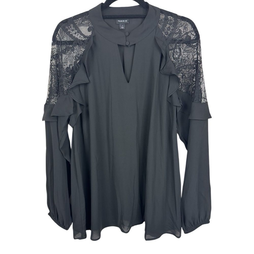 Torrid Georgette Crochet Inset Top Blouse sz 1X
